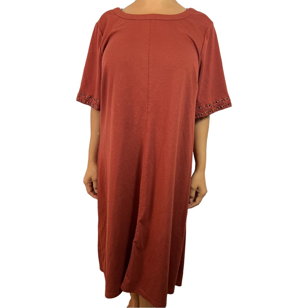Rust Orange Red Oversized Lightweight T-Shirt Boho Dress